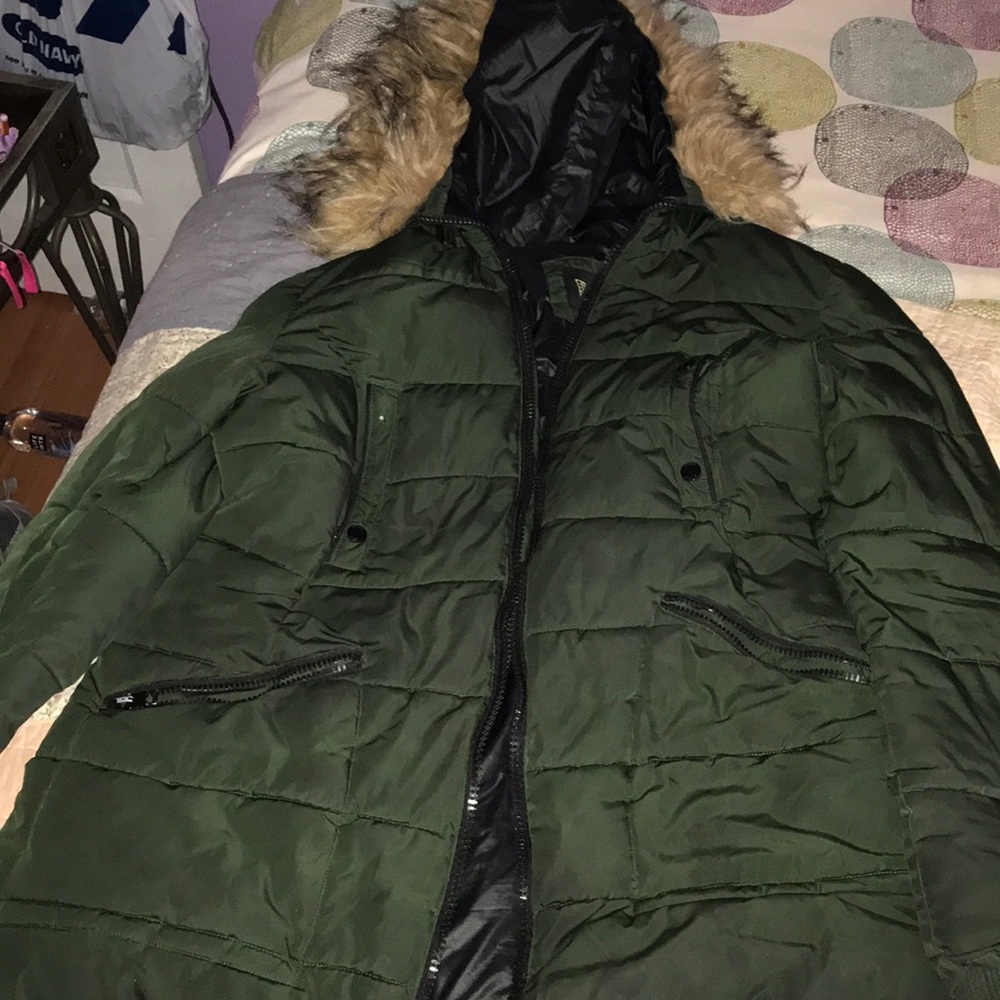 Guess Army Green Winter Coat